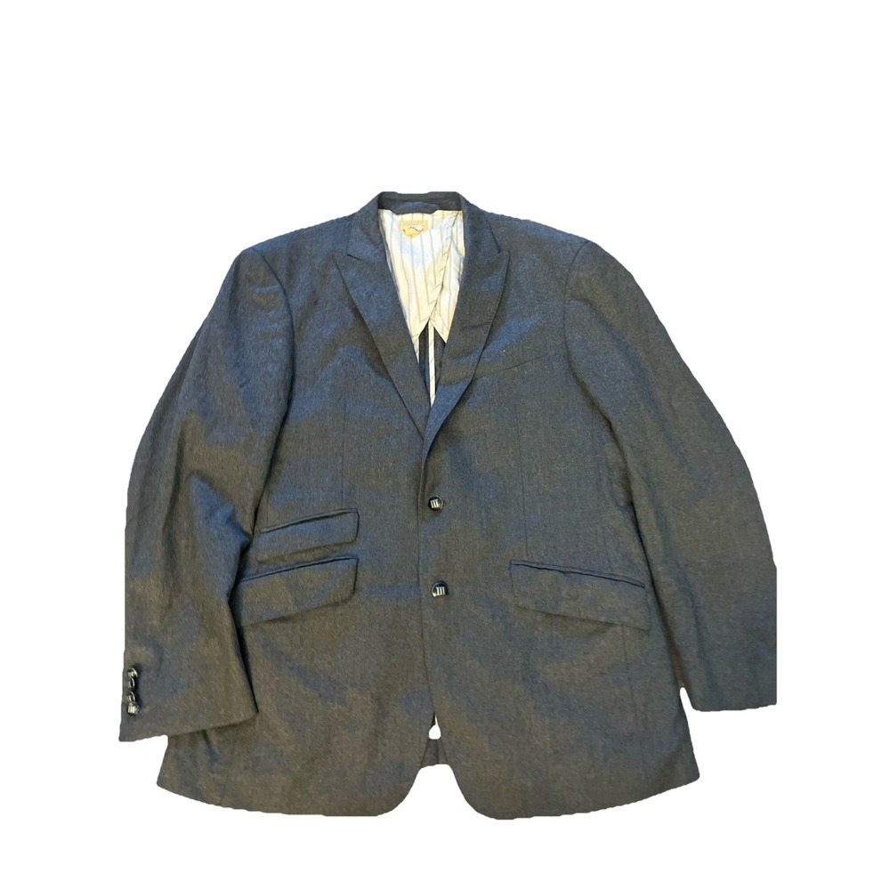 Trevero Blazer Men L Gray 100% Wool III Logo 2 Button Sport Coat Jacket Notch